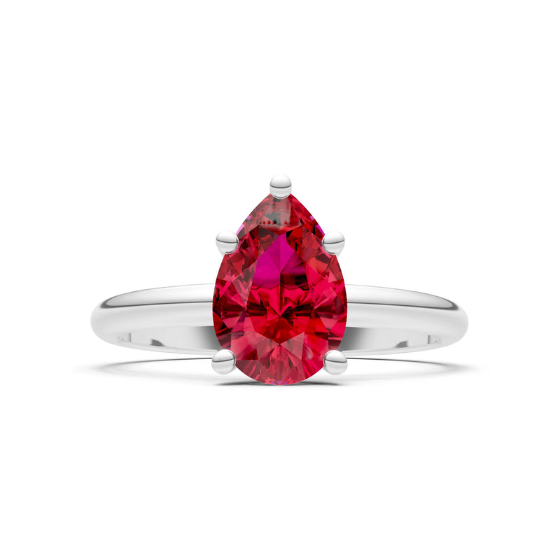 Ruby 5 Prong Pear Shape Solitaire Engagement Ring