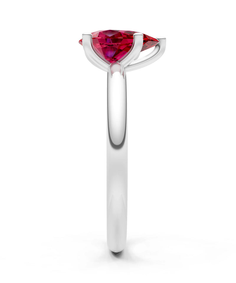 Ruby 5 Prong Pear Shape Solitaire Engagement Ring