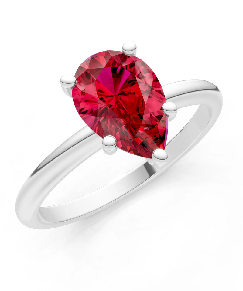 Ruby 5 Prong Pear Shape Solitaire Engagement Ring