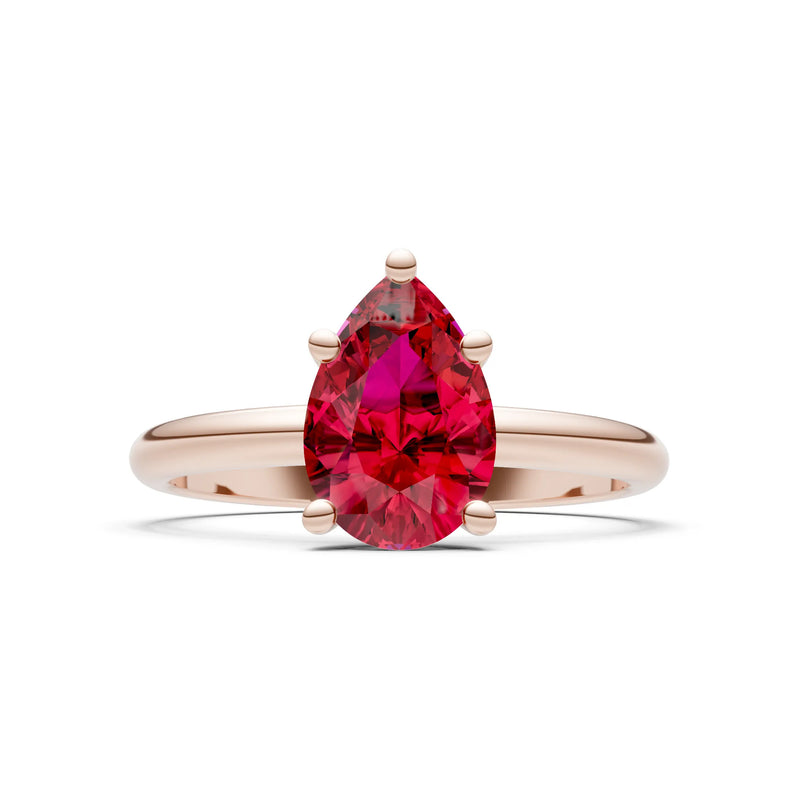 Ruby 5 Prong Pear Shape Solitaire Engagement Ring