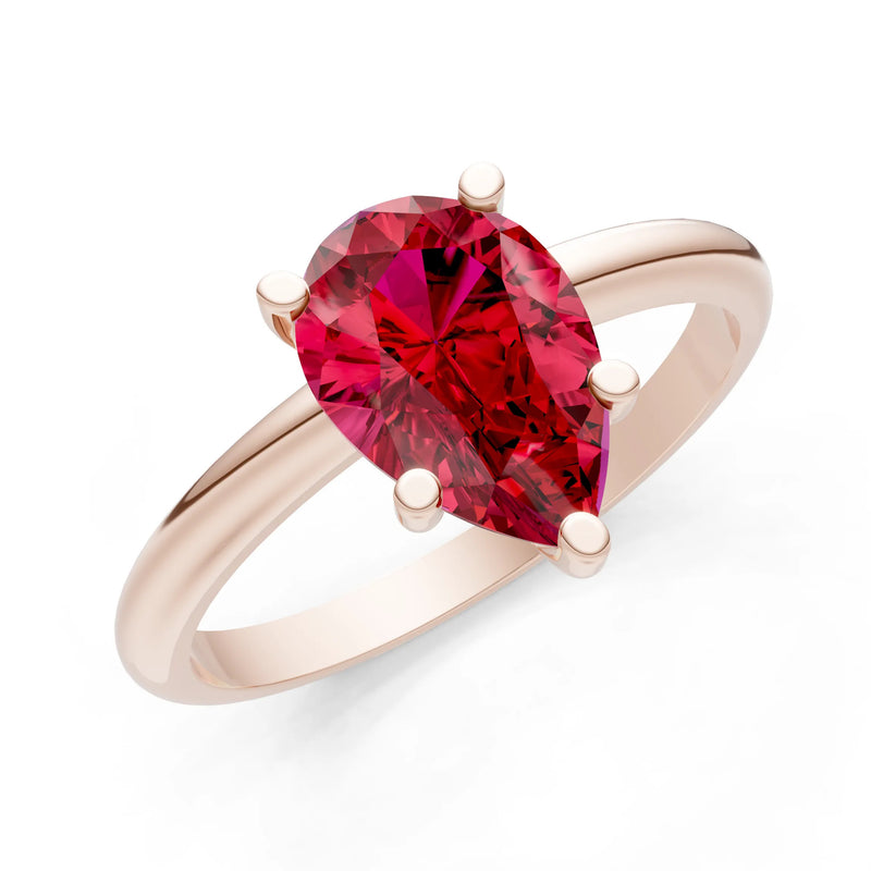 Prong Pear Shape Lab Grown Diamond Solitaire Engagement Gold Ring