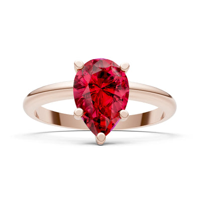 Prong Pear Shape Lab Grown Diamond Solitaire Engagement Gold Ring