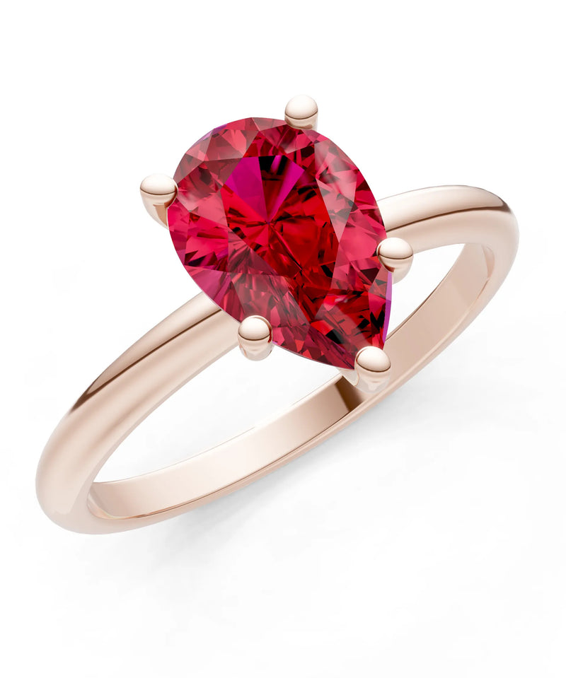 Ruby 5 Prong Pear Shape Solitaire Engagement Ring