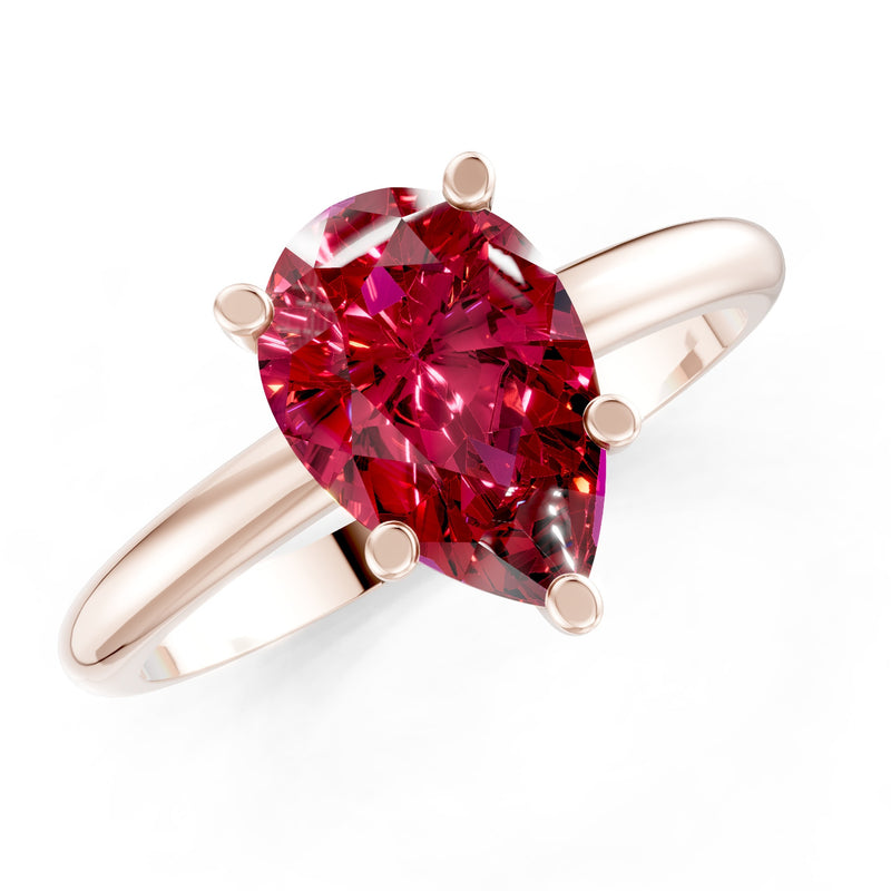 Prong Pear Shape Lab Grown Diamond Solitaire Engagement Gold Ring