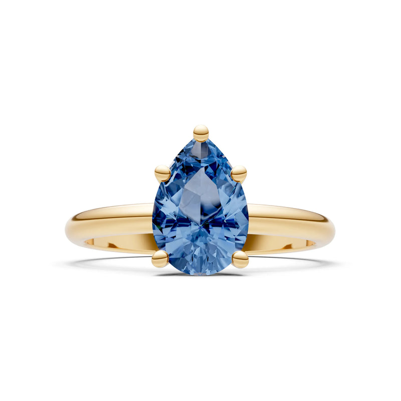 London Blue Topaz 5 Prong Pear Shape Solitaire Engagement Ring