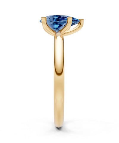 London Blue Topaz 5 Prong Pear Shape Solitaire Engagement Ring