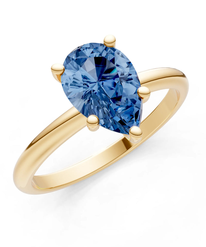 London Blue Topaz 5 Prong Pear Shape Solitaire Engagement Ring