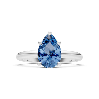 London Blue Topaz 5 Prong Pear Shape Solitaire Engagement Ring