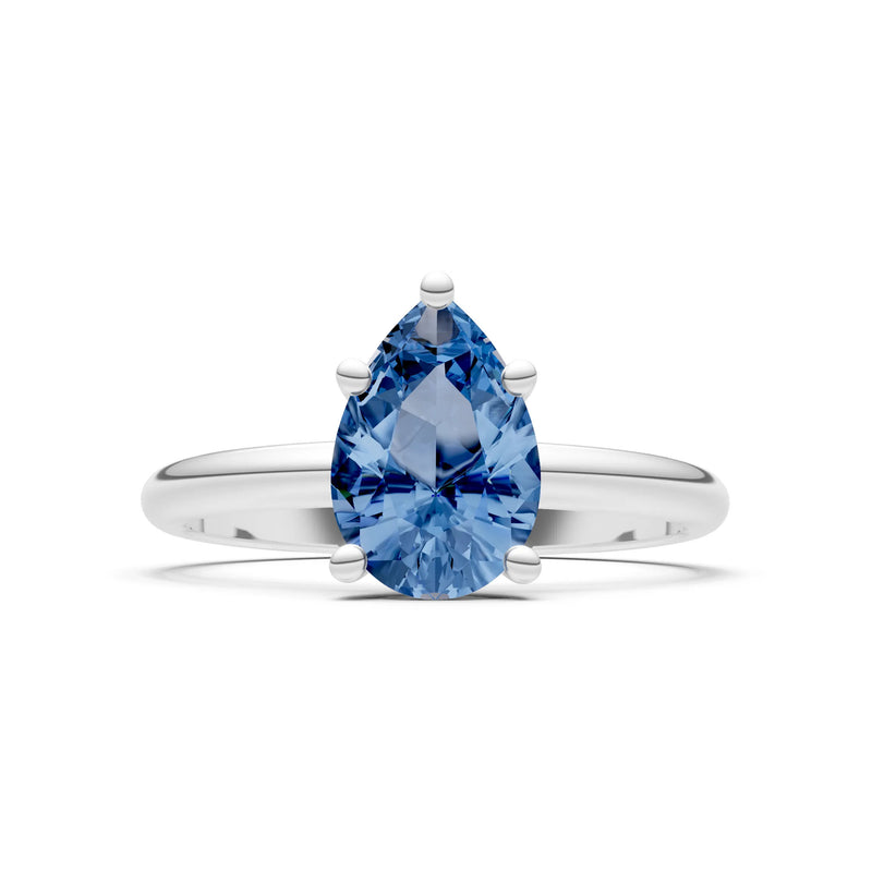 London Blue Topaz 5 Prong Pear Shape Solitaire Engagement Ring