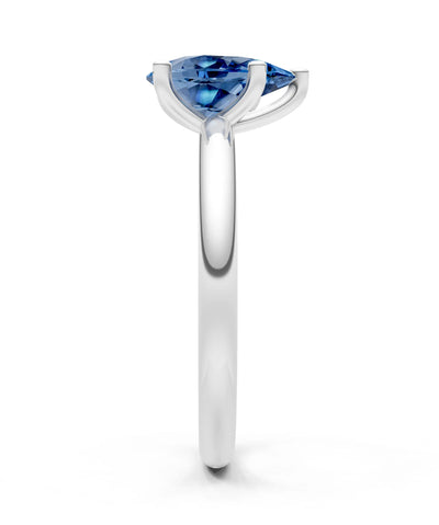 London Blue Topaz 5 Prong Pear Shape Solitaire Engagement Ring