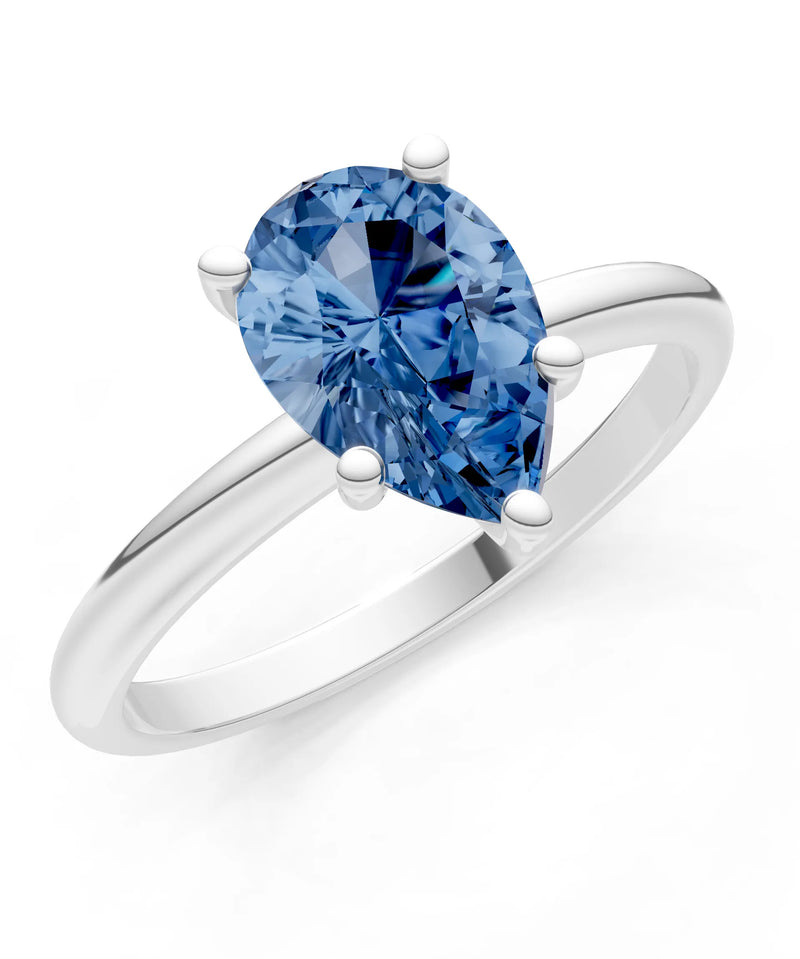 London Blue Topaz 5 Prong Pear Shape Solitaire Engagement Ring