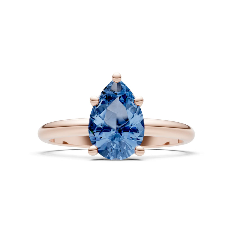 London Blue Topaz 5 Prong Pear Shape Solitaire Engagement Ring