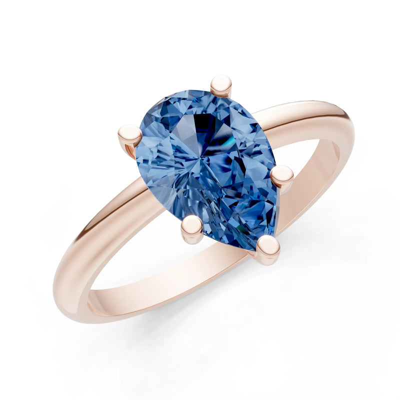 Prong Pear Shape Lab Grown Diamond Solitaire Engagement Gold Ring