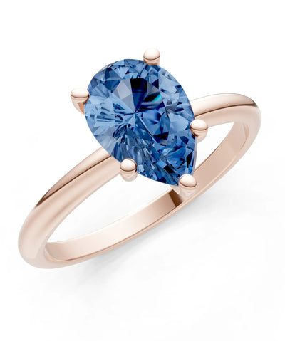 London Blue Topaz 5 Prong Pear Shape Solitaire Engagement Ring