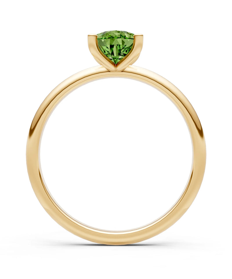 Peridot 5 Prong Pear Shape Solitaire Engagement Ring