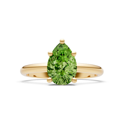 Peridot 5 Prong Pear Shape Solitaire Engagement Ring