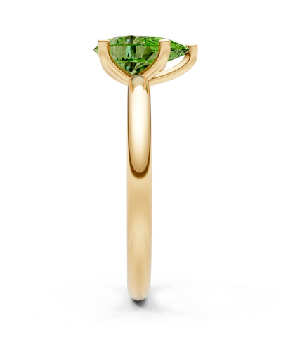 Peridot 5 Prong Pear Shape Solitaire Engagement Ring