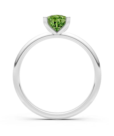 Peridot 5 Prong Pear Shape Solitaire Engagement Ring