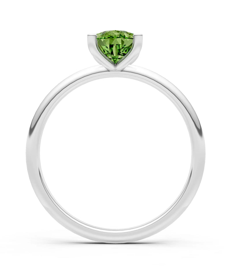Peridot 5 Prong Pear Shape Solitaire Engagement Ring