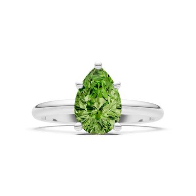 Peridot 5 Prong Pear Shape Solitaire Engagement Ring