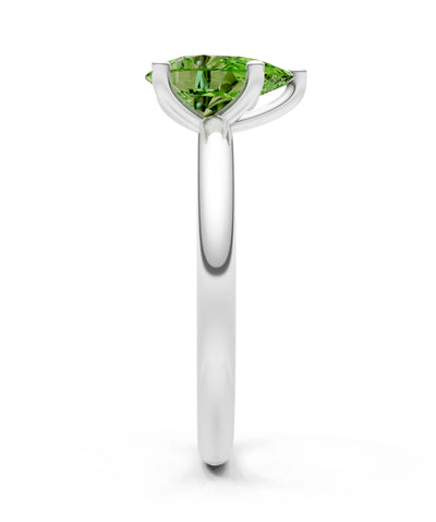 Peridot 5 Prong Pear Shape Solitaire Engagement Ring
