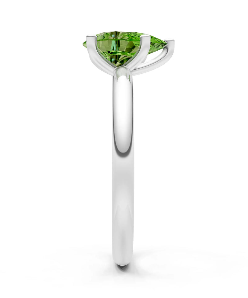 Peridot 5 Prong Pear Shape Solitaire Engagement Ring