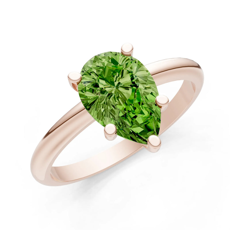 Prong Pear Shape Lab Grown Diamond Solitaire Engagement Gold Ring