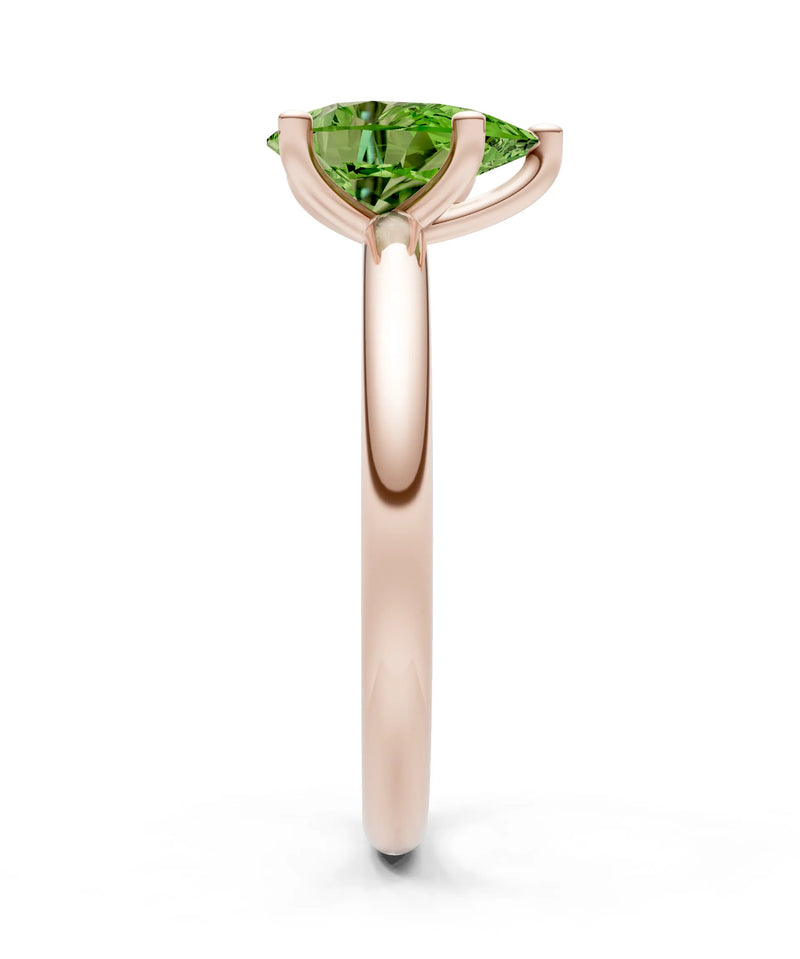 Peridot 5 Prong Pear Shape Solitaire Engagement Ring