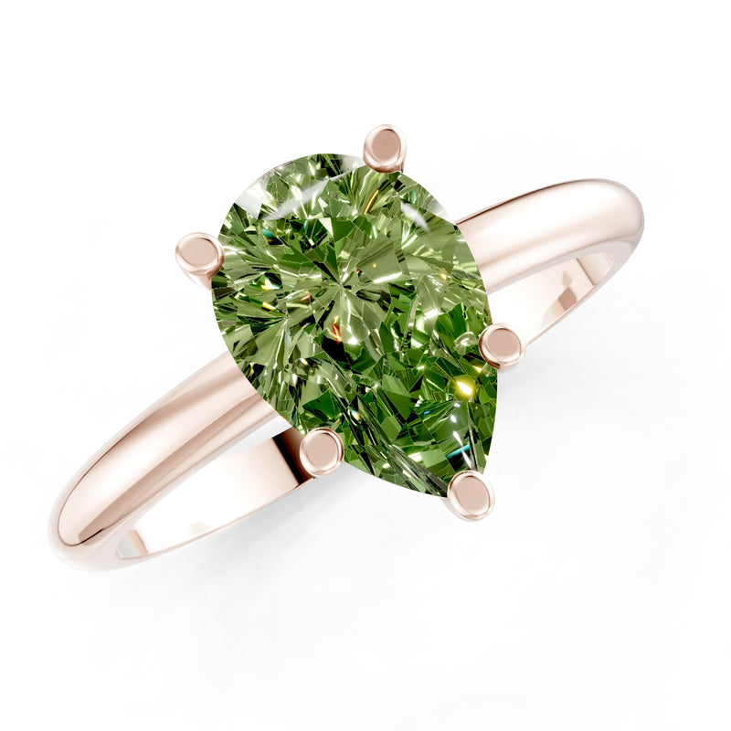 Prong Pear Shape Lab Grown Diamond Solitaire Engagement Gold Ring