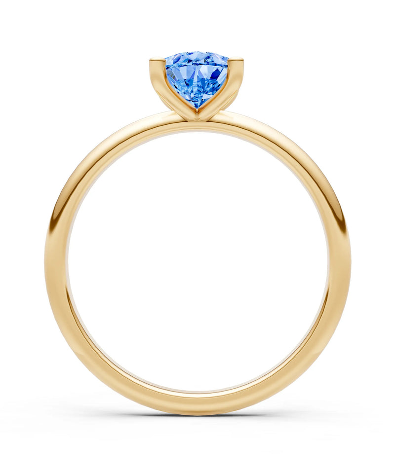 Swiss Blue Topaz 5 Prong Pear Shape Solitaire Engagement Ring