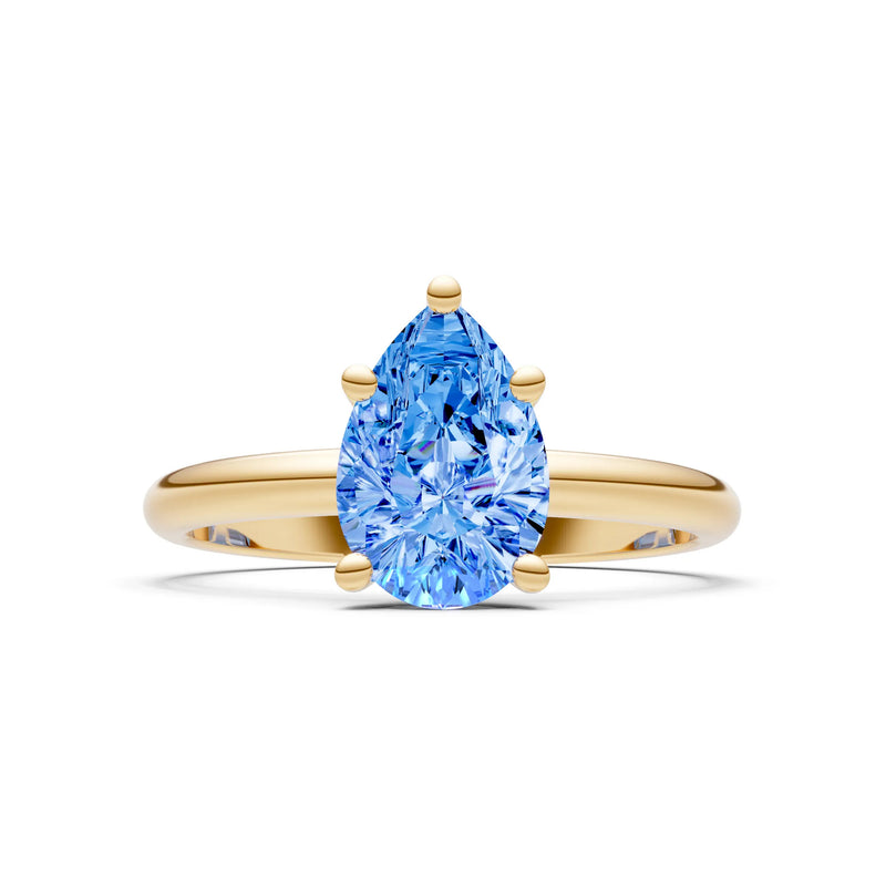 Swiss Blue Topaz 5 Prong Pear Shape Solitaire Engagement Ring