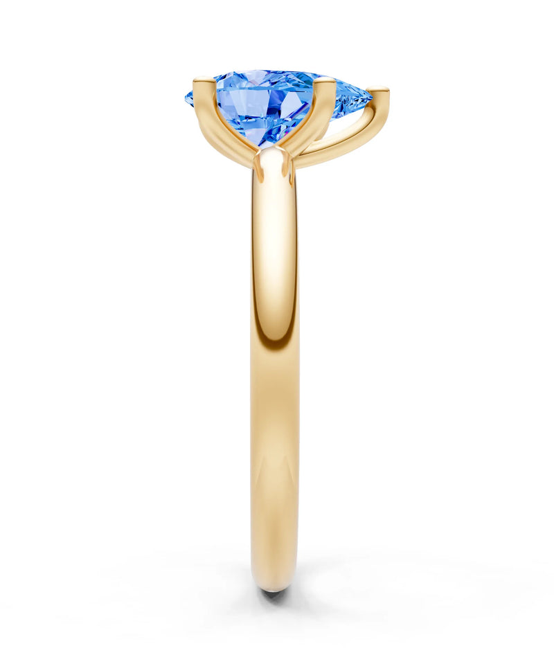 Swiss Blue Topaz 5 Prong Pear Shape Solitaire Engagement Ring
