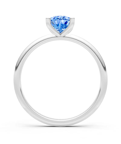 Swiss Blue Topaz 5 Prong Pear Shape Solitaire Engagement Ring