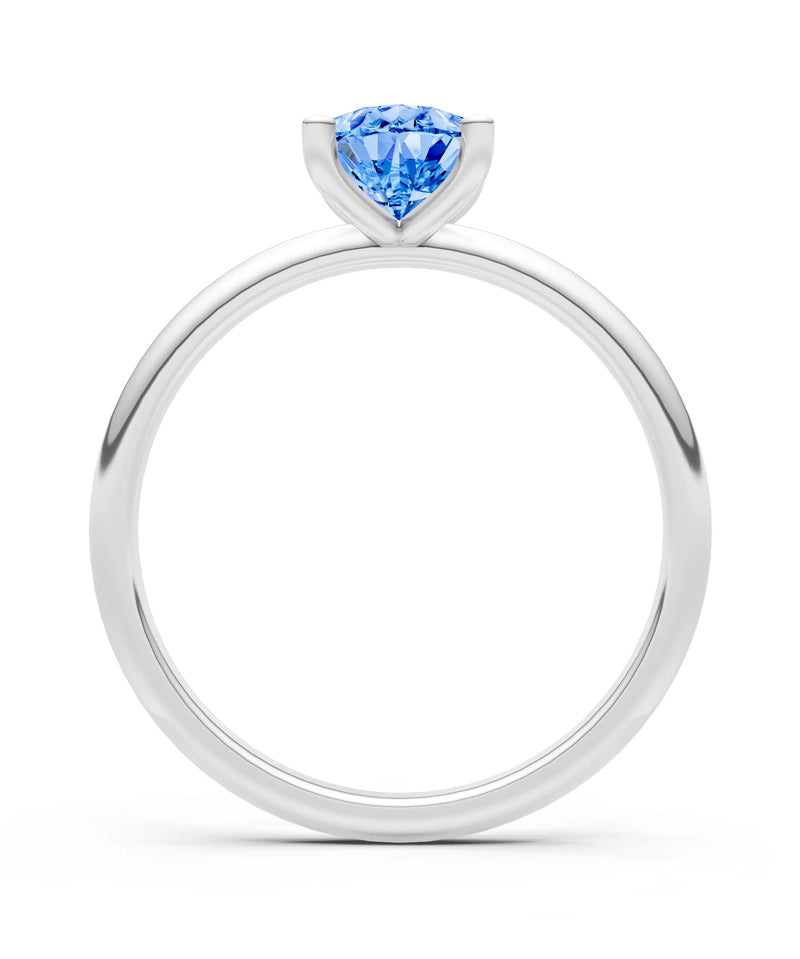 Swiss Blue Topaz 5 Prong Pear Shape Solitaire Engagement Ring