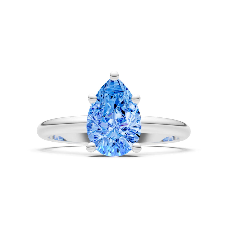 Swiss Blue Topaz 5 Prong Pear Shape Solitaire Engagement Ring