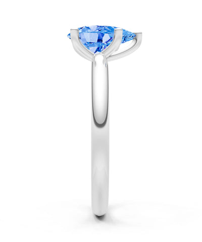Swiss Blue Topaz 5 Prong Pear Shape Solitaire Engagement Ring