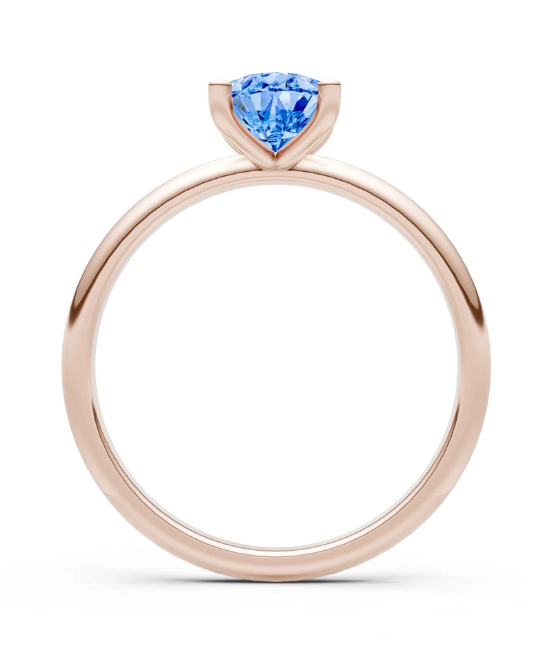 Swiss Blue Topaz 5 Prong Pear Shape Solitaire Engagement Ring