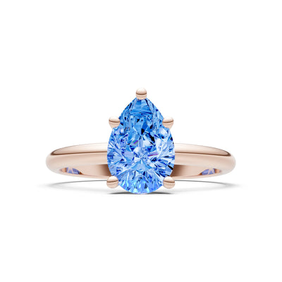 Swiss Blue Topaz 5 Prong Pear Shape Solitaire Engagement Ring