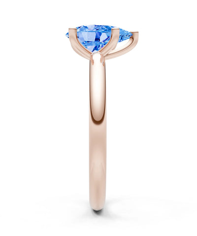 Swiss Blue Topaz 5 Prong Pear Shape Solitaire Engagement Ring