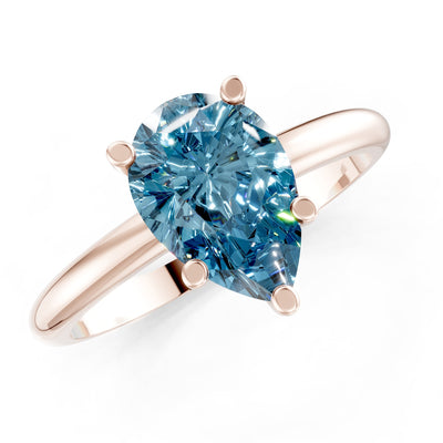 Prong Pear Shape Lab Grown Diamond Solitaire Engagement Gold Ring