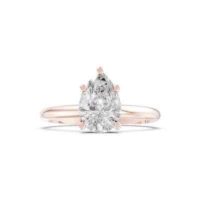 Prong Pear Shape Lab Grown Diamond Solitaire Engagement Gold Ring
