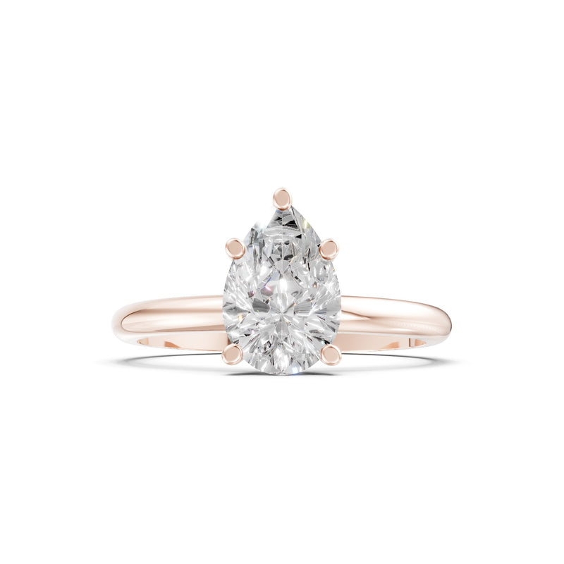 Prong Pear Shape Lab Grown Diamond Solitaire Engagement Gold Ring