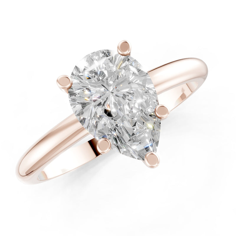 Prong Pear Shape Lab Grown Diamond Solitaire Engagement Gold Ring