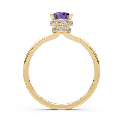 Pear Hidden Double Halo Engagement Ring