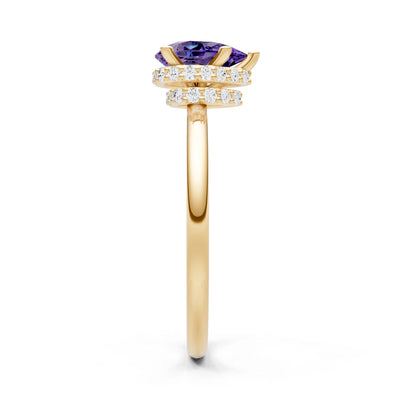Amethyst Pear Hidden Double Halo Engagement Ring