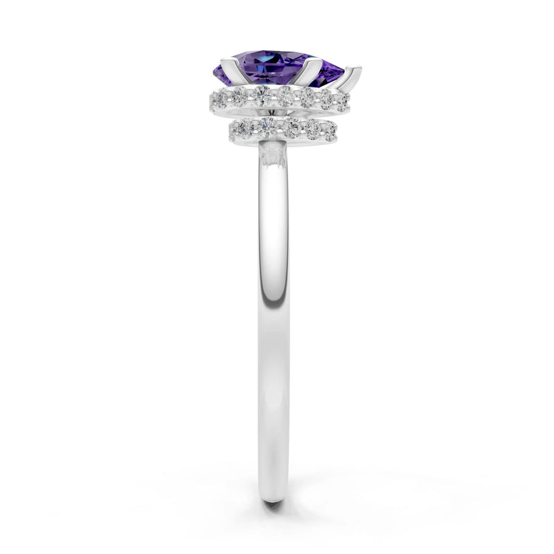 Pear Hidden Double Halo Engagement Ring