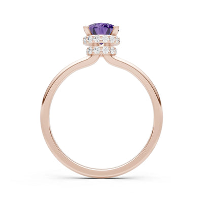 Pear Hidden Double Halo Engagement Ring