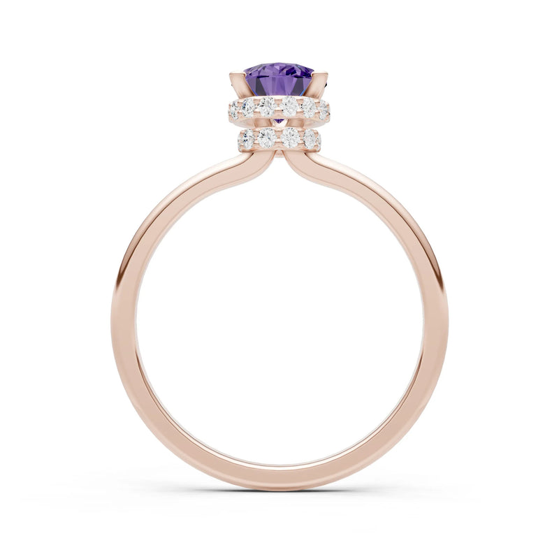 Pear Hidden Double Halo Engagement Ring