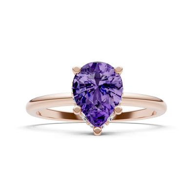 Pear Hidden Double Halo Engagement Ring