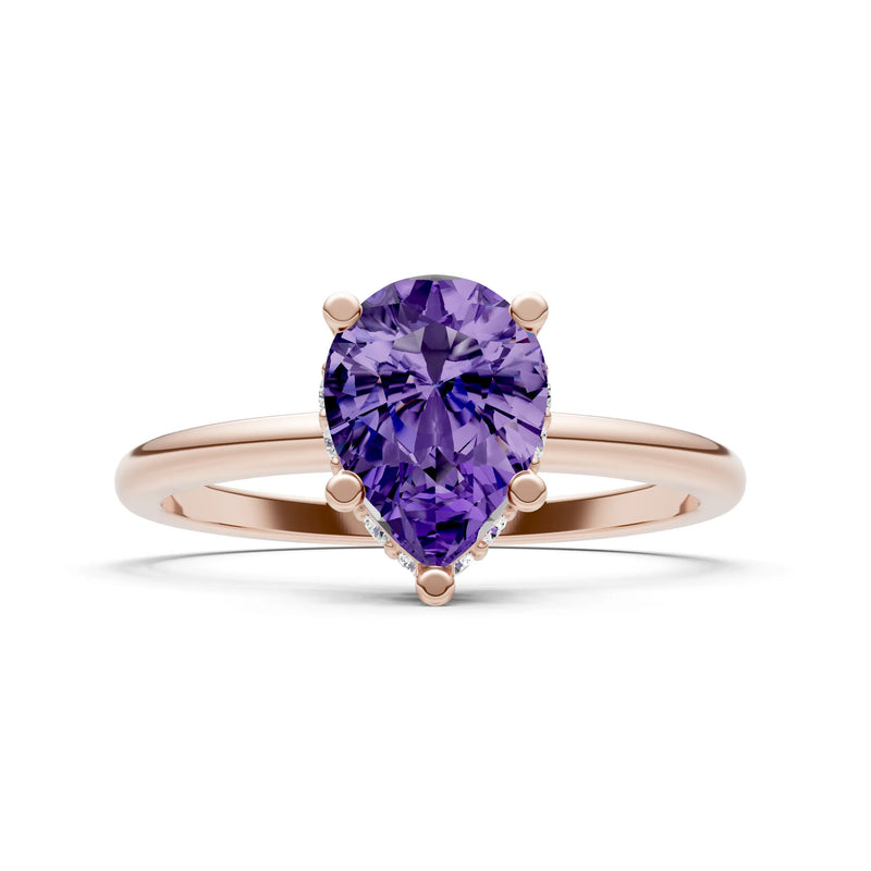 Pear Hidden Double Halo Engagement Ring
